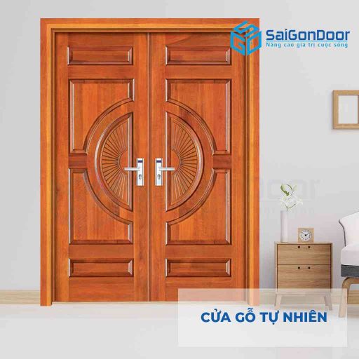 CỬA GỖ TỰ NHIÊN GTN 2 canh go do