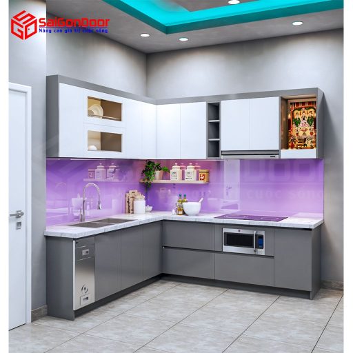 Nội thất nhà bếp chữ L trên dưới