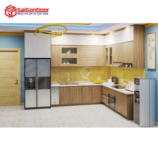 Nội thất nhà bếp kịch trầ chữ L