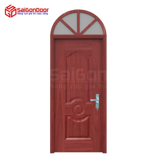 Cửa thép vân gỗ dạng vòm TVGVom-SGD-9