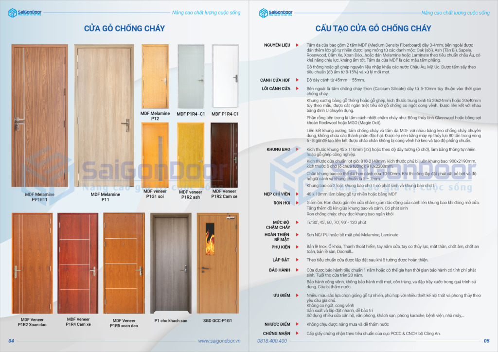 Catalogue cửa gỗ chống cháy