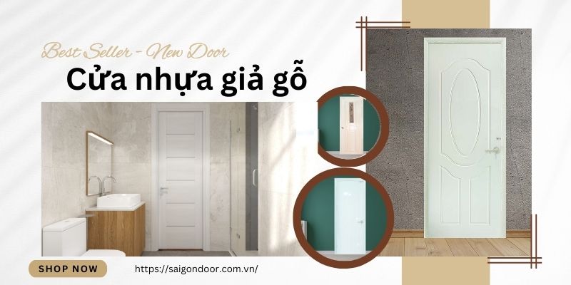 Mẫu cửa nhựa giả giả gỗ màu trắng